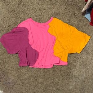 Wild Fable Pink, Purple, and Yellow Colorblock Top